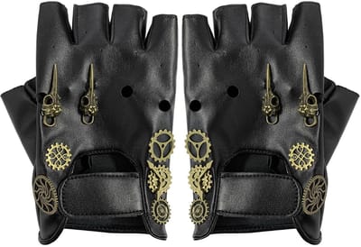 aladdien - Halve vinger handschoenen - Steampunk stijl - Cool design - Zwart - Motorfiets accessoires - Perfect voor cosplay - Comfortabel en robuust