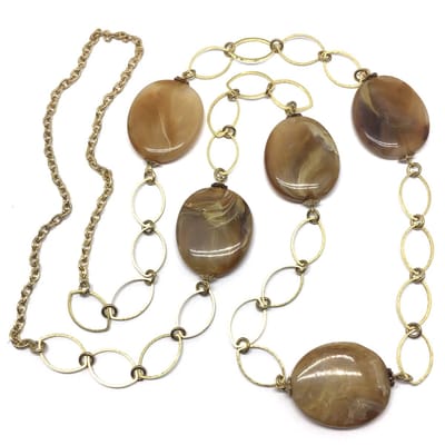 Behave - Lange ketting dames - Bruin goudkleur - Boho chic - 110 cm