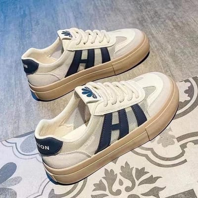 Retro Forrest Gump Schoenen Dames Veelzijdige Enkellaags Net Sportschoenen en Vrijetijdsschoenen Mode Damesschoenen Nieuw Platform Ademende Boardschoenen 40 blauw