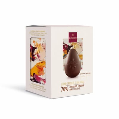 Domori - Gianluca Franzoni Luxe Pure Chocolade Paasei 70% Cacao – Ecuador Criollo Dark Chocolate Ei – Premium Chocolade Cadeau met Verrassing – 70 g