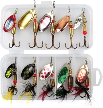 Spinner aas set 10 stuks - multi gekleurde vissen spinners - kunstaas lepel aas - perfect voor forel en snoek - SnelShoppen