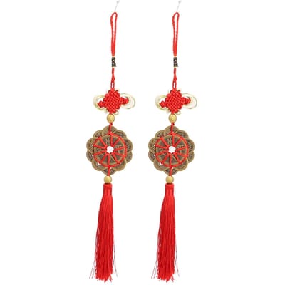 2 stuks Feng Shui Decor Messing Chinese Knoop Geluksmunt voor het Aantrekken van Rijkdom Succes