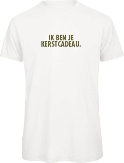 Foute kersttrui t-shirt wit XXL - Ik ben je kerstcadeau - olijfgroen - soBAD. | Kerst t-shirt soBAD. | kerst shirts volwassenen | kerst t-shirts volwassenen | Kerst outfit | Foute kerst t-shirts