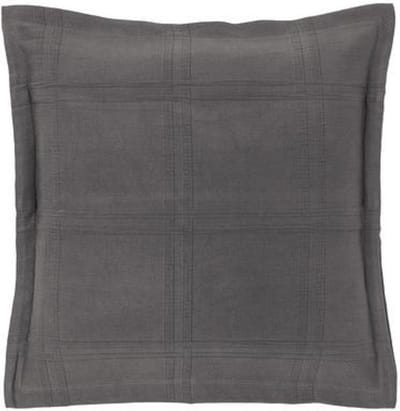 Sierkussenhoes 50x50cm donker grijs met grote ruit en boord 100% katoen