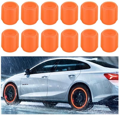 Dailygoody - Universale ventieldoppen - Fluorescerend - Verlichte ventieldoppen - Oranje - Autoventieldoppen - Geschikt voor auto - 12 stuks