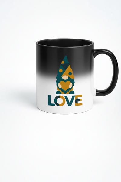 Magische Warmtegevoelige Mok | Kabouter Liefde Design met Hartje & 'LOVE' Tekst | Uniek Cadeau
