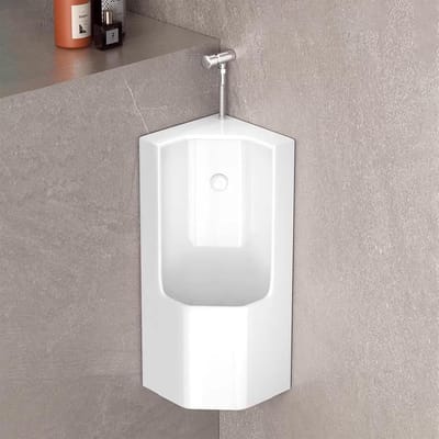 Driehoekig Urinoir - Wandurinoir Heren - Ruimtebesparend Toilet - Spatwaterdicht Ontwerp - 60 cm Hoog - Wit