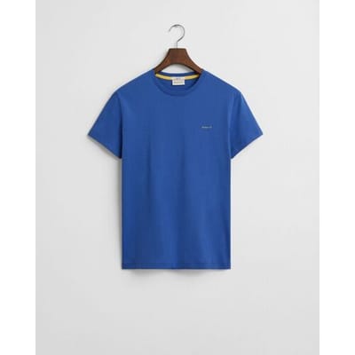 Gant T-Shirt Subtle Contrast Logo Crew Neck Rich Blue / male