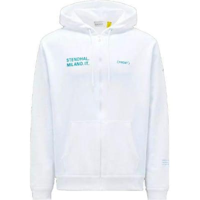 Moncler X Fragment Design X Frgmt Samenwerking Zomer23 Achterkant Rond Letterlogo Print Rits Hoodie Unisex Hoodies Wit I209U8G00001M2372001 M white