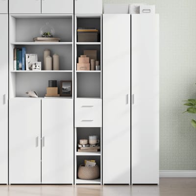 vidaXL - Hoge - kast - 30x42,5x185 - cm - bewerkt - hout - wit