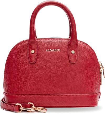 Lazarotti Leren Handtas Schoudertas Bologna Leather Handbag Red 2 Rood