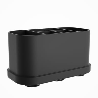 Tandenborstelhouder - Badkamer Organizer - Ruimte Netjes Houden - 5 Sleuven Zuignap - 18 x 97 x 84 cm - Zwart