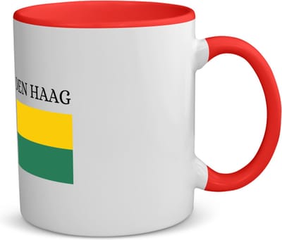 Akyol - den haag koffiemok - theemok - rood - Rotterdam - hagenezen, hagenaren of toeristen - vlag - den haag - zuid holland - 350 ML inhoud