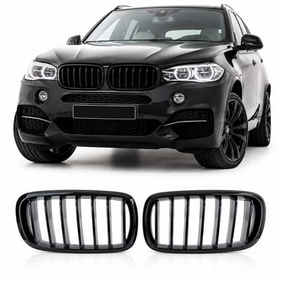 Grill Nieren Geschikt Voor BMW X5 F15 & X6 F16 2014-2018 Hoogglans Zwart Enkelspijls Design