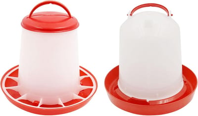 longziming -Automatische Kippenvoerder - Kippenwaterdrank - 2 Kg / 2 L - Voor Kleine Ruimtes En Kuikens Met Rode Bodem
