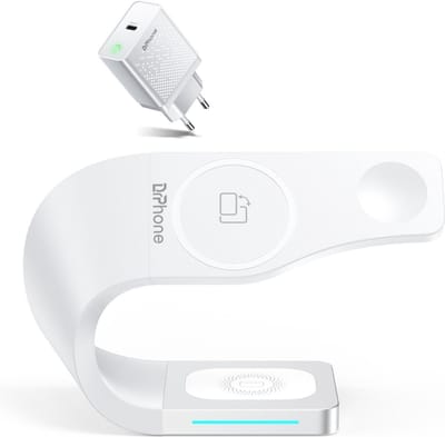 DrPhone Legend10 Magnetische 15W Snelle Draadloze oplader – Geschikt voor IOS Smartphone 12/13/ iOS Smartwatch 38/40/41/42/44/45MM & iOS TWS Oordop 2/Pro - Wit