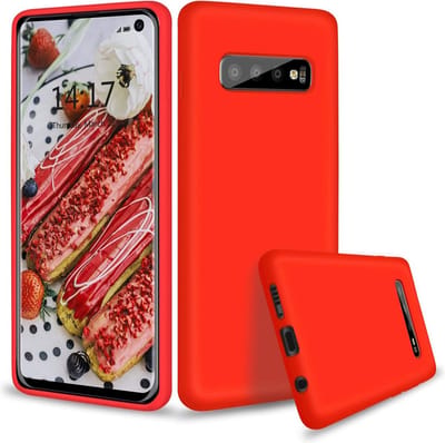 Hoesje Geschikt Voor Samsung Galaxy S10 Hoesje - Fluweelzachte Microvezel Siliconen Back Cover – Rood