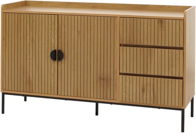 Dressoir MCW-O39, ladekast dressoir, 3 laden 2 deuren, hout melamine 80x130x42cm ~ naturel