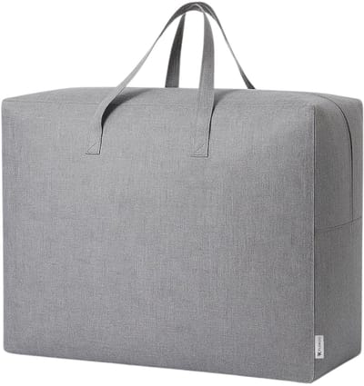 Grote Opbergtas met Rits – 58×46×28 cm – Opbergzak voor Dekbedden, Kleding & Beddengoed – Stevig & Ademend – Grijs