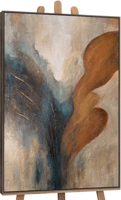 Canvas schilderij handgeschilderd wind and gold abstract – YS-Art Gallery – Luxe wanddecoratie voor woonkamer – Modern schilderij voor slaapkamer en hal