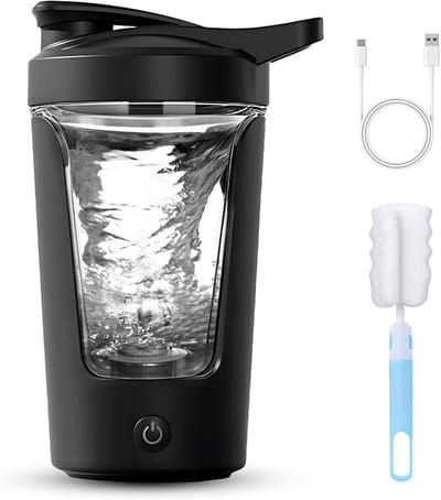 Allecto Plus - Elektrische eiwitshaker voor proteïne shakes - Oplaadbaar - 450 ml - BPA-vrij - Met borstel