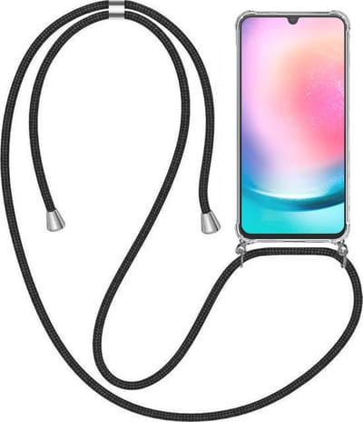 Telefoonhoesje Geschikt voor Samsung Galaxy A24 4G met Koord en Stootrand - TPU Backcover Shockproof met Lanyard - Smartphonica geschikt voor Samsung Galaxy A24 4G