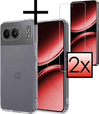 Hoesje - Met 2x Screenprotector - Geschikt voor OnePlus Nord 4 - Sterk & Shockproof - Back Cover - Siliconen Case - Telefoon Hoes - Transparant