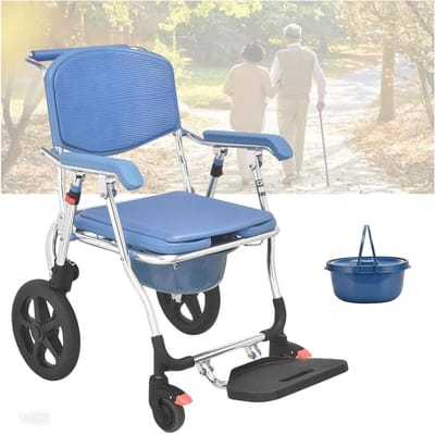 Opvouwbare Douchestoel - Doucherolstoel Senioren - Veilige Hygiëne - U-Zitplaat - 150 kg Belastbaar - Blauw