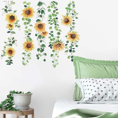 Dailygoods- Muursticker Zonnebloem - Wanddecoratie Kinderen - Muurstickers Woonkamer - Muurstickers Slaapkamer - Muurstickers Planten - Vinyl Waterdicht