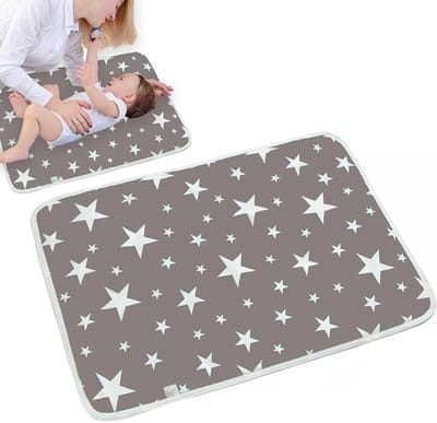 Aankleedmat Baby - Verschoningsmat Reis - Baby Verzorgen - Waterdicht Katoen - 48 x 68 cm - Blauw