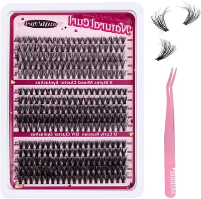 Fluffy Individuele Wimper Kit met 300 Stuks, 10-18 mm, Mix Russische D Curl, Inclusief Pincet en Diverse Dichtheden
