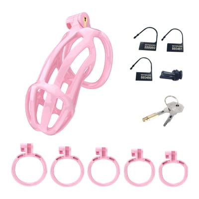 Rimba Toys - P-Cage PC02 - Kunststof Kuisheidskooi - Peniskooi - Chastity - Roze - Verkrijgbaar in 3 maten