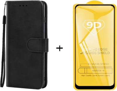 Motorola moto G200 5G zwart agenda book case hoesje + full glas screenprotector