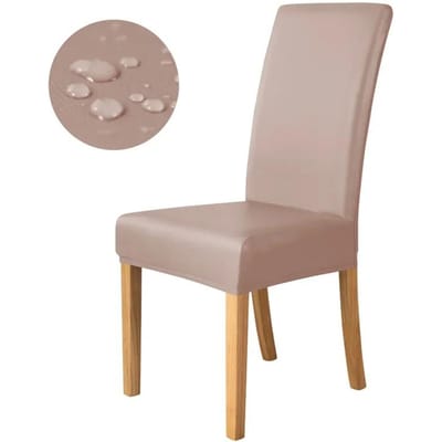 1 pièce Housse de chaise en cuir PU Imperméable Anti-huile Housse de chaise de salle à manger Extensible Couleur unie Housse de siège pour salon cuisine maison 1 Piece Chair Cover gray