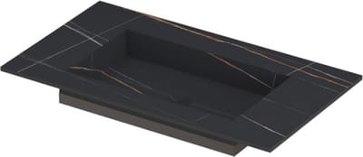 INK Post wastafel in keramische slab met envelop bodem zonder kraangat 80x45x1cm, lauren black mat