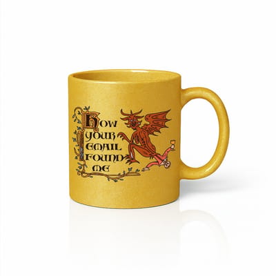 Grappige “How Your Email Found Me” Gouden Mok 330ml – Middeleeuwse Kantoor Humor Beker