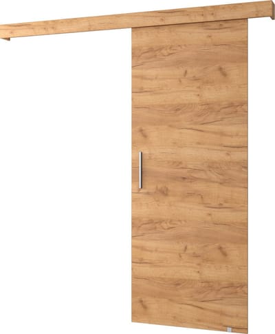 InspireMe - Schuifdeursysteem met rail - 90x204cm - AGRA I - Gouden Eik + Gouden Eik frame + Zilver Handvat met Soft-Close system