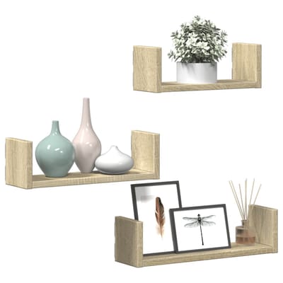vidaXL - Wandschappen - 3 - st - bewerkt - hout - sonoma - eikenkleurig
