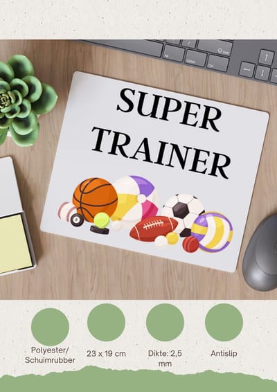 Akyol - super trainer Muismat - Sport - coach - balsport - trainer - geschenk - verjaardag - love gift - 23 bij 19 cm