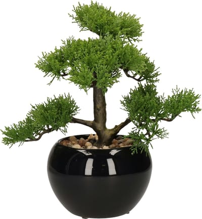 Atmosphera bonsai boompje in keramische pot - 36 cm - pvc - groen - kunstplant - Nepplanten