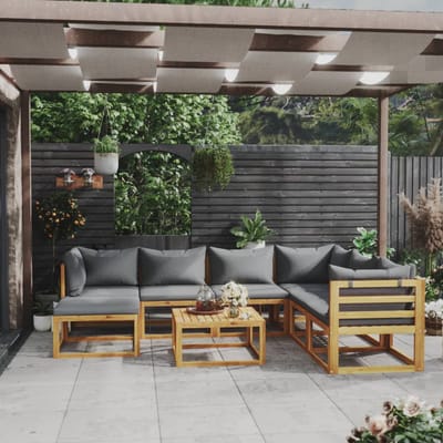 vidaXL - 8-delige - Loungeset - met - kussens - massief - acaciahout
