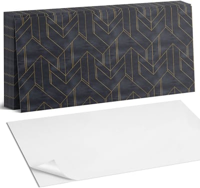Coloray Plaktegels - Geometrie van lijnen en vormen Zelfklevende Wandtegels - 40 cm x 20 cm - Zwart Plaktegels - 10 stuks - Rechthoek PVC Tegels - Plaktegels Badkamer - Vloertegels Zelfklevend - Vinyltegels Vloer Zelfklevend - Portugese Tegels