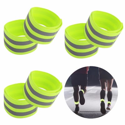 carmdering - Reflecterende Enkelband - Veiligheidsband Voor Fietsers - Elastische Beenbeschermer - Snelle Klittenband Bevestiging - Zichtbaar Tot 200 Meter - Duurzaam Reflecterend - Universele Pasvorm Voor Alle Weersomstandigheden - 6 Stuks