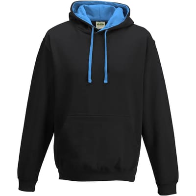 Just Hoods Varsity Hoodie JH003 - Jet Black/Sapphire Blue - XS
