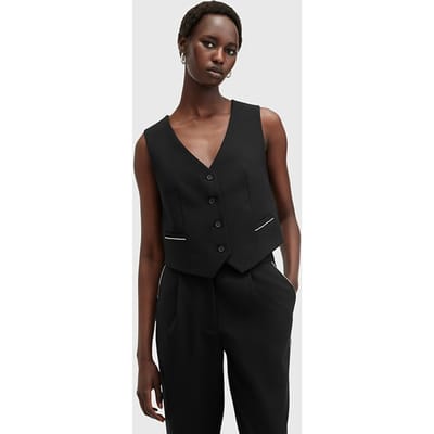 AllSaints Atlas Krys Waistcoat Black Maat: 10 | Gilets Outlet | Dames | Zwart
