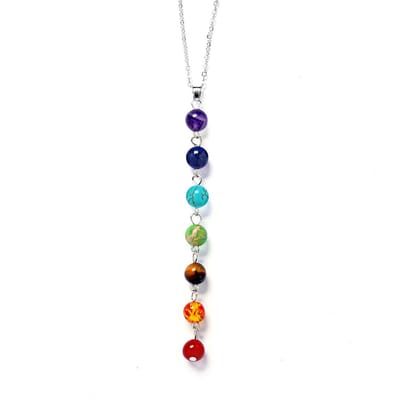 Marama - ketting 7 Chakra's - edelsteen Jaspis - luxe geschenkzakje - yoga - spirituele ketting - met hanger - damesketting