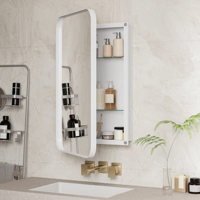 MODFU Spiegelkast - Inbouw Of Wandmontage - Moderne Stijl - Badkamer - Metaal En Glas - Wit
