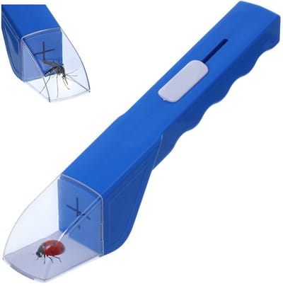 Handzame insectenvanger - Apparaat voor het vangen en observeren van insecten - Vanger voor kleine dieren - Contactloze insectenvanger - Insectenvangstgereedschap - 27*5*5 cm - Geschikt voor thuis, in de tuin en buitenshuis - Blauw