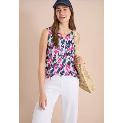 Top met gespleten hals en print