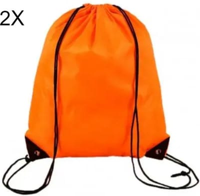 Scoby - 2 x Gymtas - Sporttas voor Kinderen - Drawstring Bag - Festivals, School, en Sport - 12L - Neon Oranje - One Size - 2 Stuks
